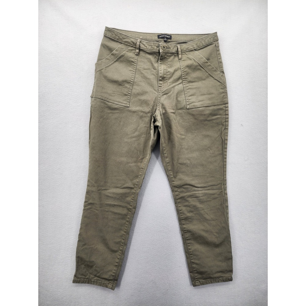 Banana Republic Olive Green Utility Chino Pants Womens 16 Straight Leg Stretch
